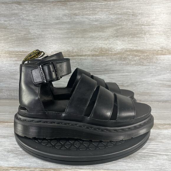 Dr Martens Women’s Clarissa II Quad Mono Black Leather Gladiator Sandals Size 9 - Picture 3 of 8